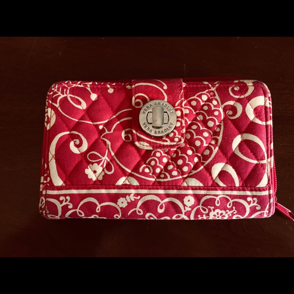 Vera Bradley Twirley Birds Pink Turnlock Wallet